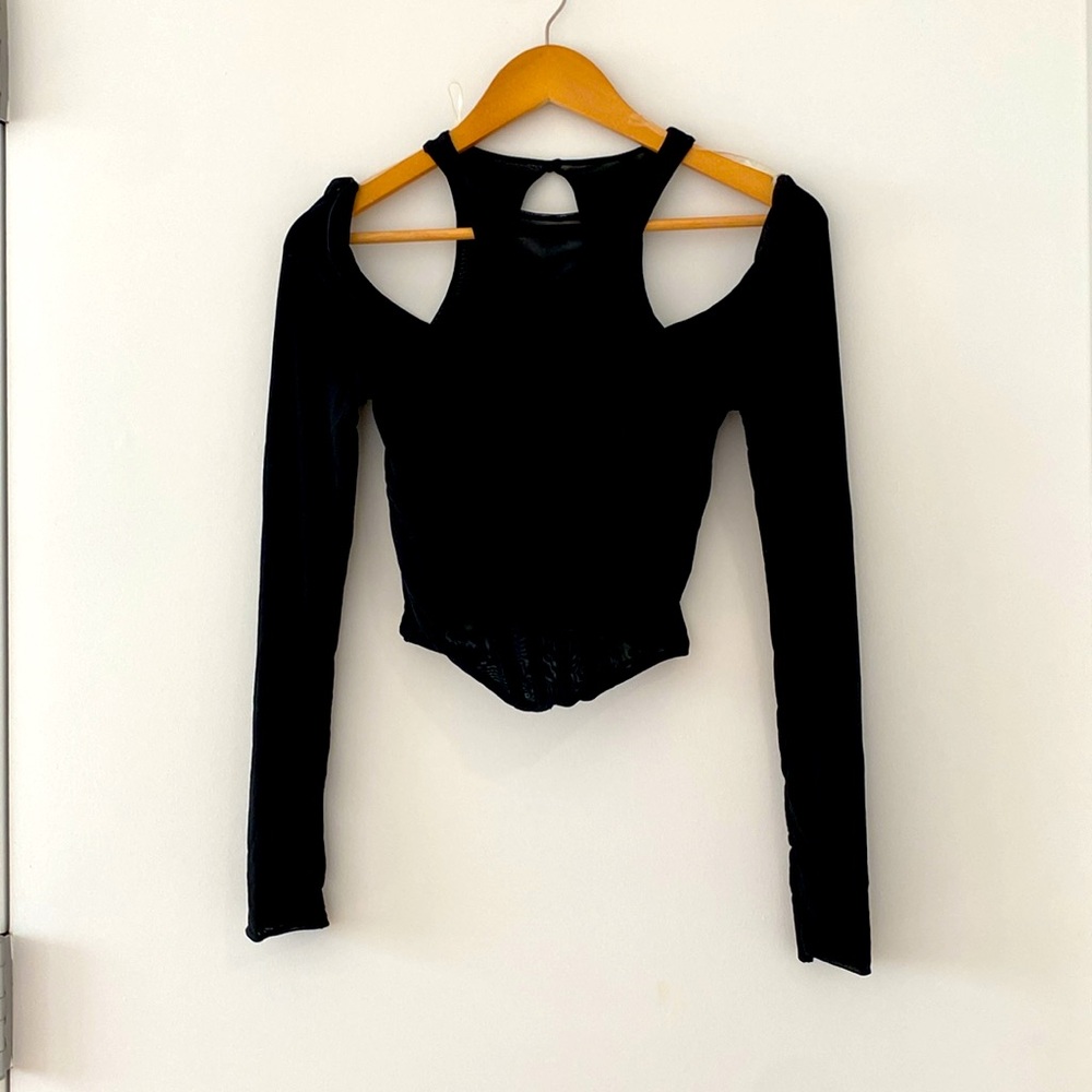 Goth Alt Mesh Top with Corset Style Bodice